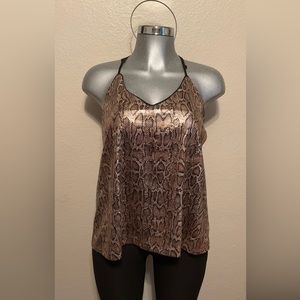 Grace Karin Sequence Cheetah Print Spaghetti Blouse Size: X-Large